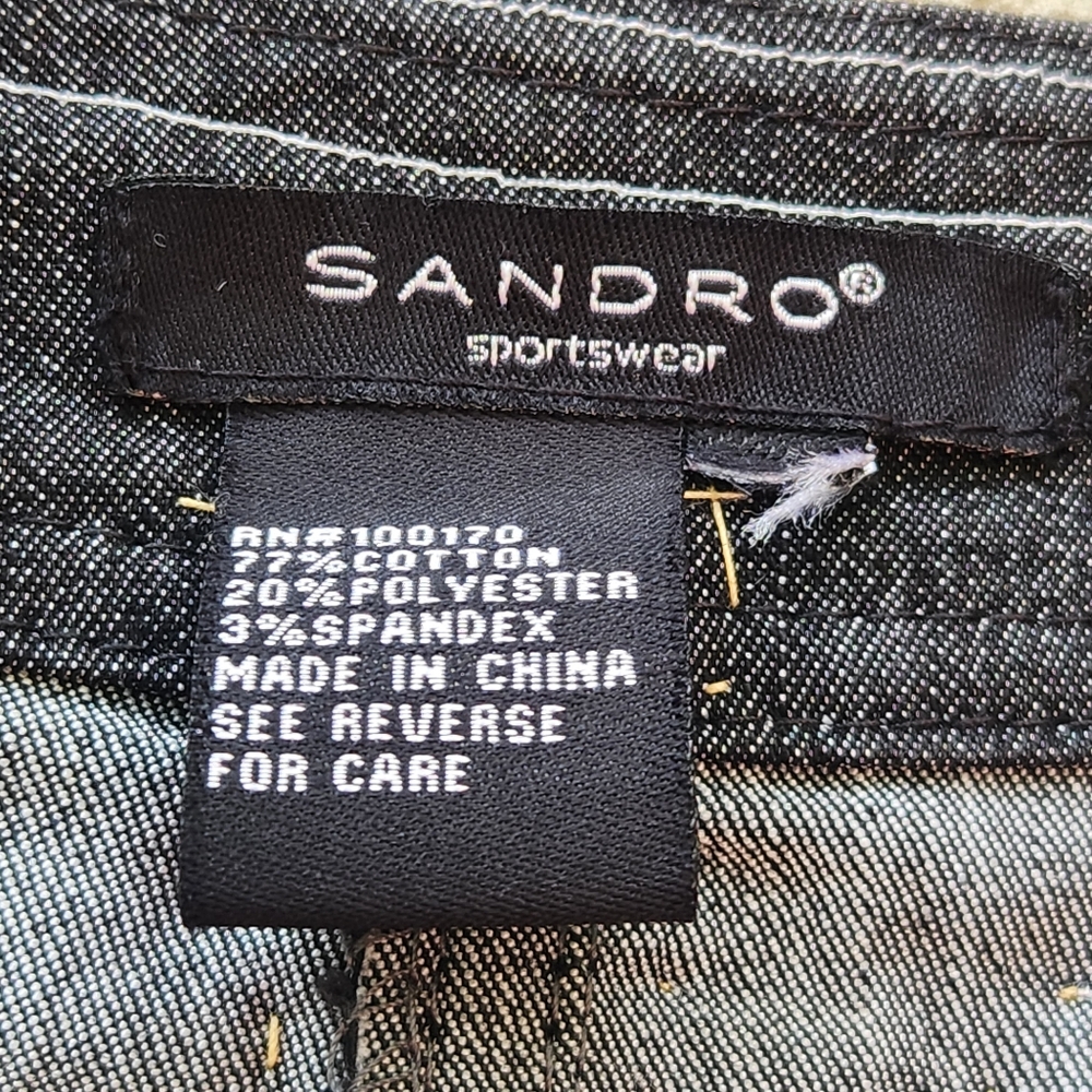 SANDRO Sportswear Women's Jacket Large Black Floral Applique Artsy Boho Peplum - Picture 4 of 12